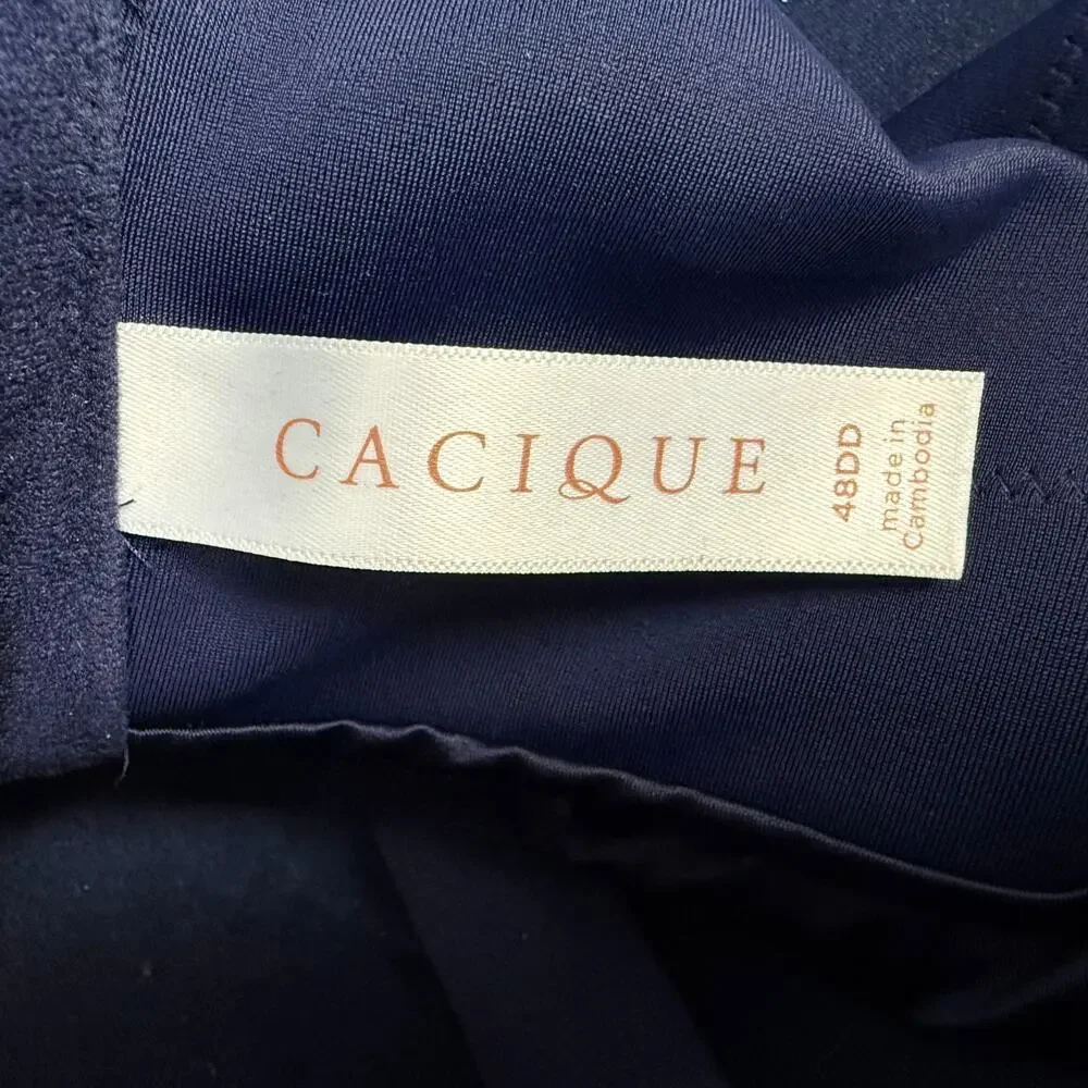Cacique 48DD Smooth Boost Plunge Underwire Bra Navy Blue